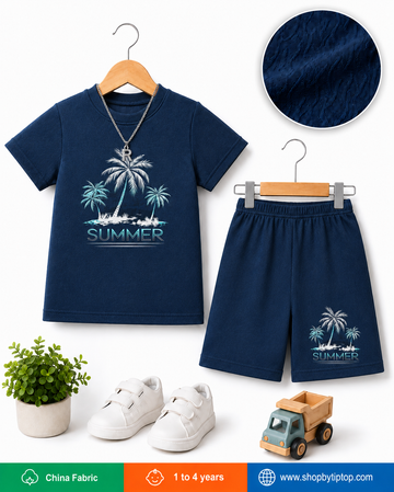 Palm Paradise Kids’ Navy Two-Piece Outfit