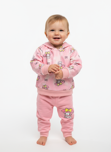 French Terry Girls Suit Light Pink- Doll