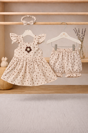 Cotton lawn Stylish Frock Top with Matching Shorts And Bow Hair Band (5)