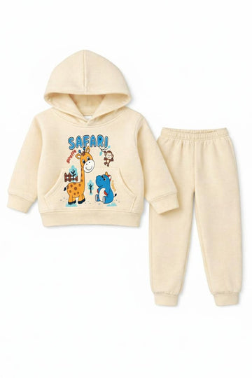 Toddler & Baby Safari Animal Hoodie Set - Soft Fleece 2-Piece Jogger Suit