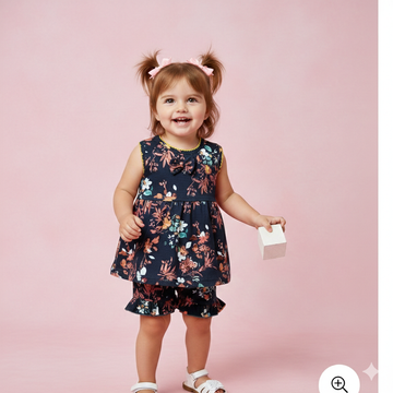 Printed Cotton Jersey Baby Frock with Shorts