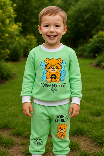 "Doing My Best" Printed Sweatshirt & Trouser Set – Winter Suit