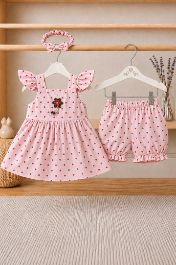 Cotton lawn Stylish Striped Top with Matching Shorts And Bow Hair Band (7)