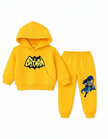 Kids' Batman Hero Fleece Hoodie & Joggers Set – Vibrant Yellow 2pc Tracksuit