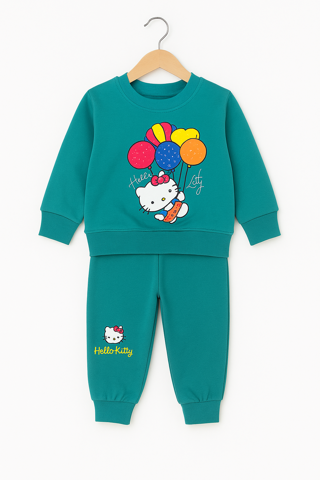 "Hello Kitty" Printed Sweatshirt & Trouser Set – Winter Suit