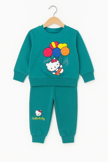 "Hello Kitty" Printed Sweatshirt & Trouser Set – Winter Suit