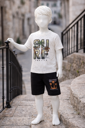 Boys "SURF” Moer Lycra Jersey &  Jogger Shorts 2-Piece Summer Set