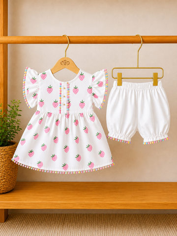 Cotton lawn Stylish Frock Striped Top with Matching Shorts