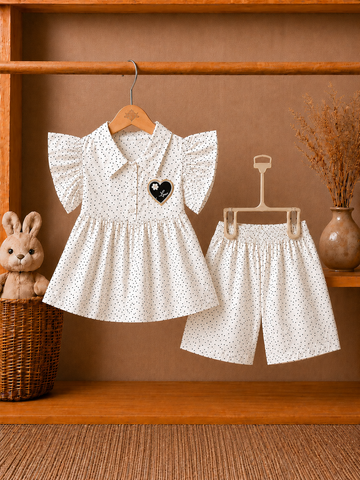 Sand Beige Girls Tunic Dress & Shorts Co-Ord Set Summers