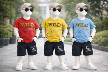 Boys “Wild Embroidery" Graphic T-Shirt & Cotton Jogger Shorts 2-Piece Summer Set