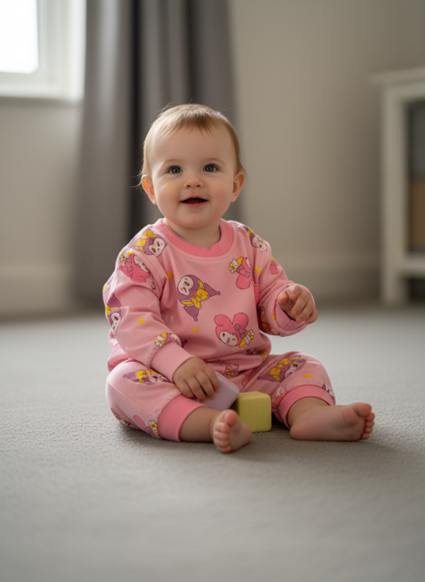 French Terry Girls Suit Lucky Doll- Pink