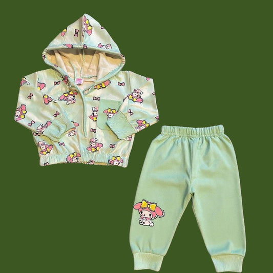 French Terry Girls Suit Sea Green - Doll