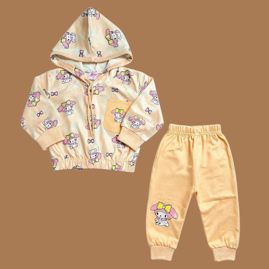 French Terry Girls Suit Light Peach- Doll
