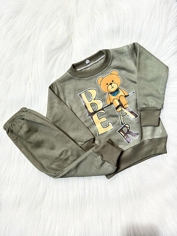Fleece Suit Sitting Bear in Green Color