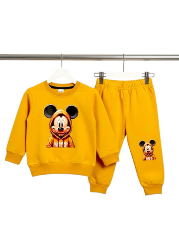 Toddler Yellow Mickey Mouse Graphic Sweatshirt & Jogger Set | Cozy Fleece Disney Outfit