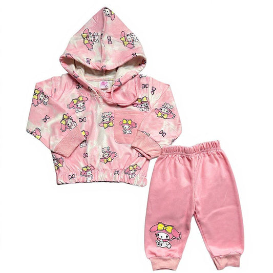 French Terry Girls Suit Light Pink- Doll