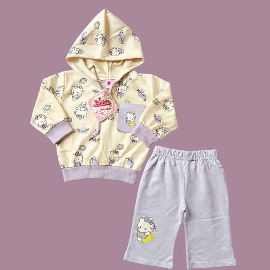 French Terry Girls Suit Light Purple Tweety