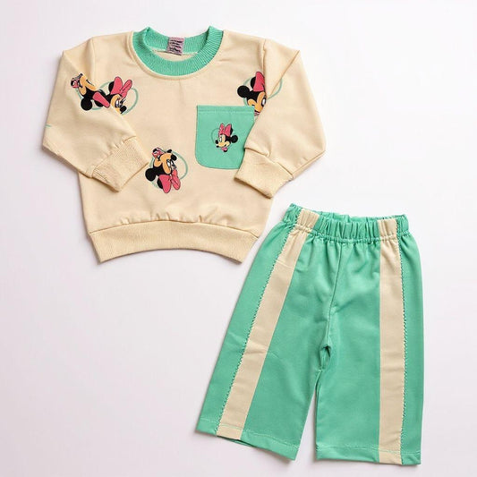 French Terry Girls Suit Sea Green Minnie