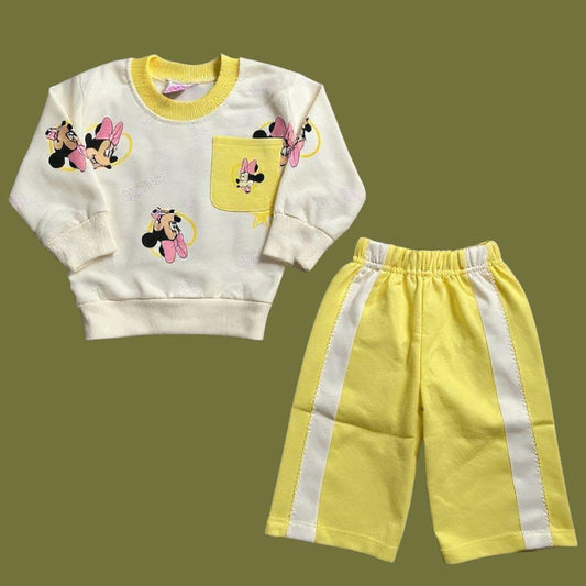French Terry Girls Suit Yellow Minnie