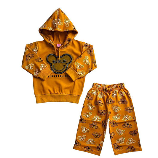 French Terry Girls Suit Dark Fawn bear