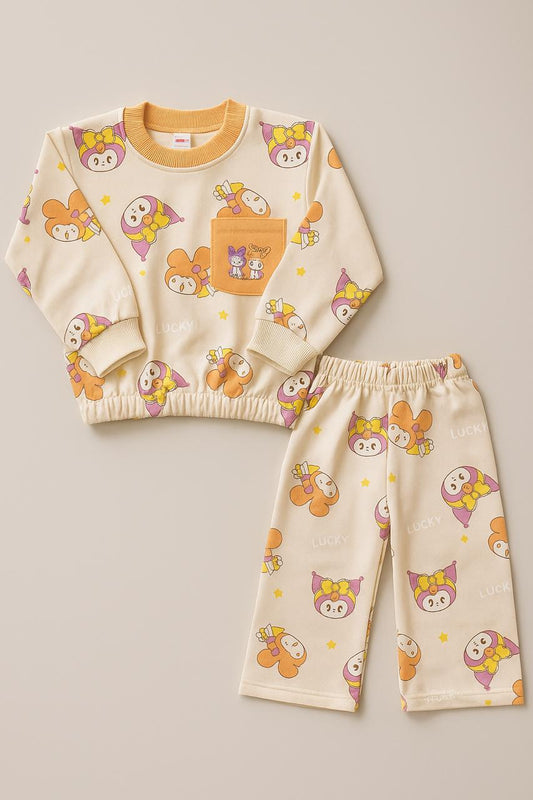 French Terry Girls Suit Lucky Doll- Light Peach