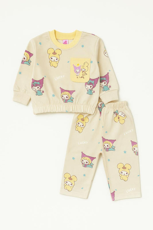 French Terry Girls Suit Lucky Doll- Lemon