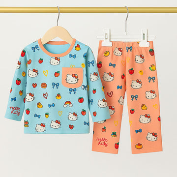 Jersey "Hello Kitty" Girls Suit Light Blue & Orange Contrast