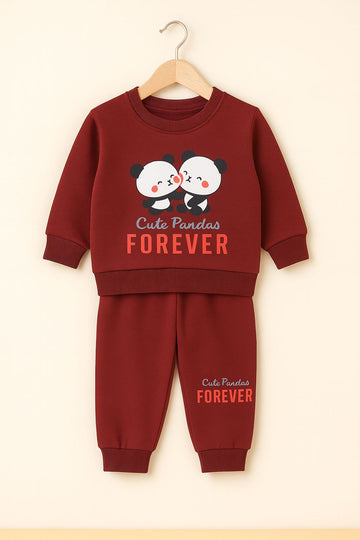 Panda Friends Forever Kids Fleece Tracksuit – Sweatshirt & Joggers