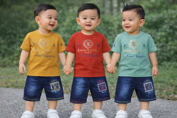 oys Luxury-Inspired Graphic T-Shirt & Denim Shorts 2-Piece Summer Outfit