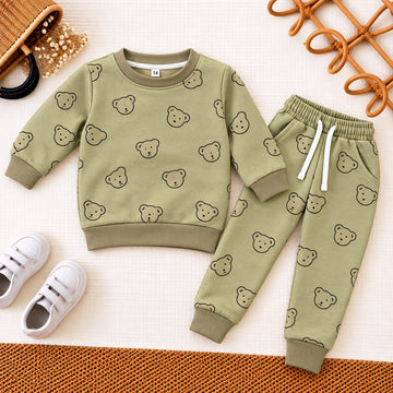 Peach Panda Fleece Sweatsuit | Kids Sweatshirt & Joggers with Hearts & Paw Prints (Copy)