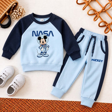 Light Blue & Navy Fleece Mickey Nasa Sweatsuit | Toddler Outfit