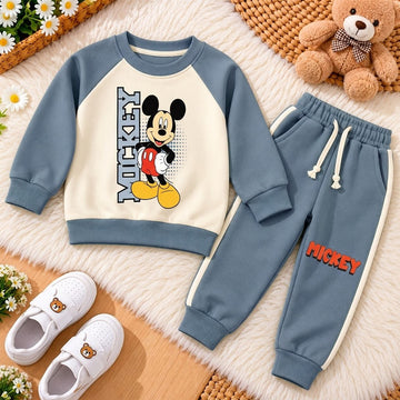 Kids Mickey Mouse Graphic Fleece Tracksuit – Slate Grey