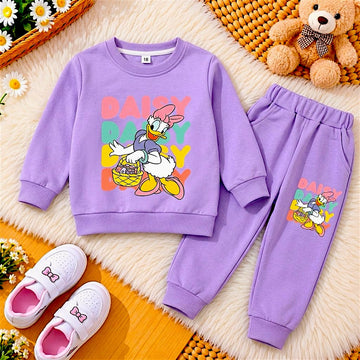 Kids Daisy Duck Graphic Fleece Tracksuit – Lilac Purple
