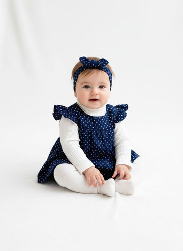 5 pc set Navy Blue with Anchor Design Dress Set with Bloomers