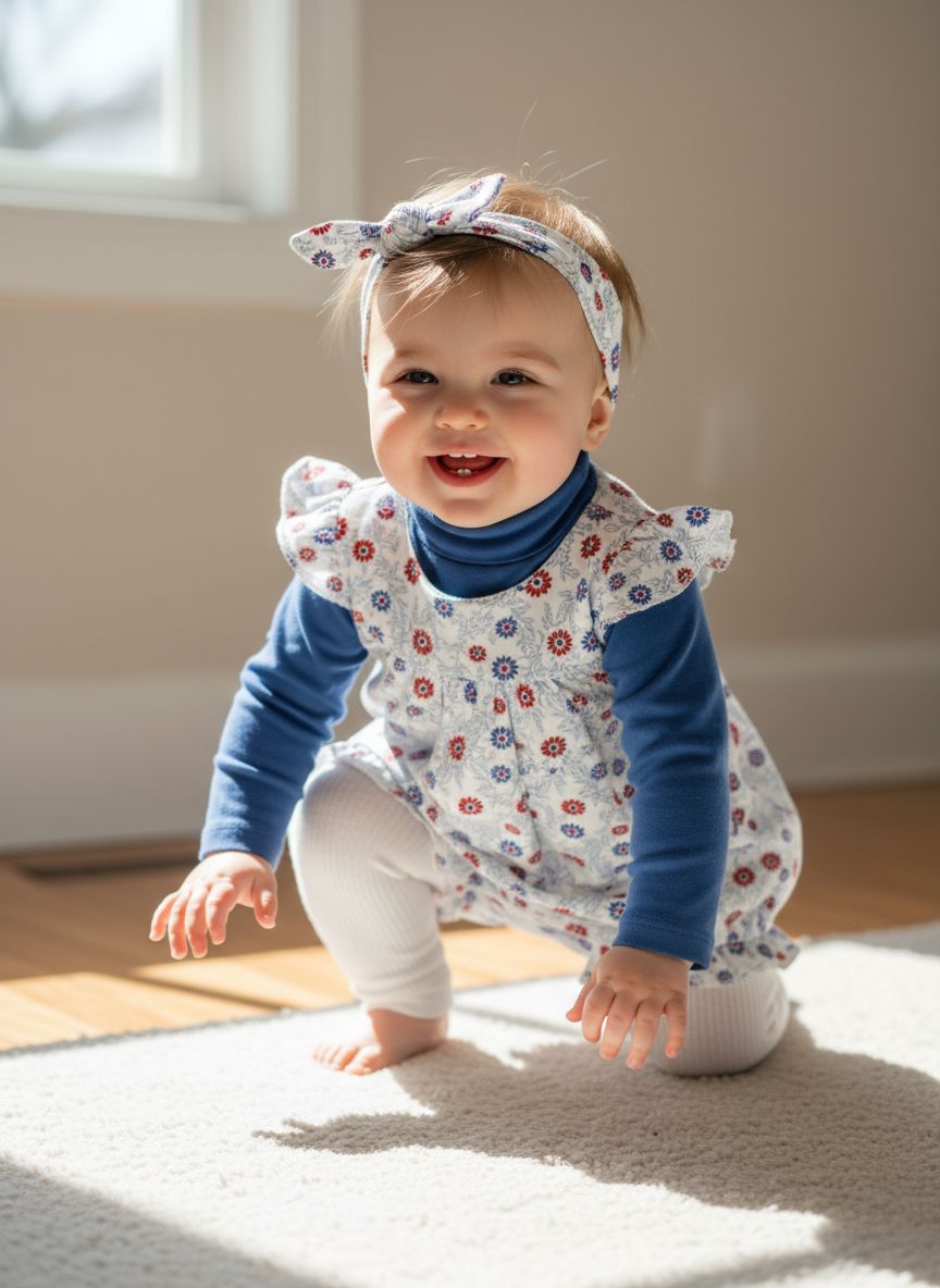 5 pc set Cotton Baby Frock with Short & Hairband Multy Dot