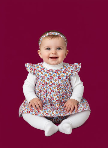 5 pc set Cotton Baby Frock with Short & Hairband Multy