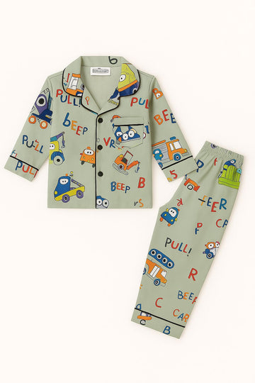 Cars and Trucks Pajama Set – Cozy Button-Up Sleepwear