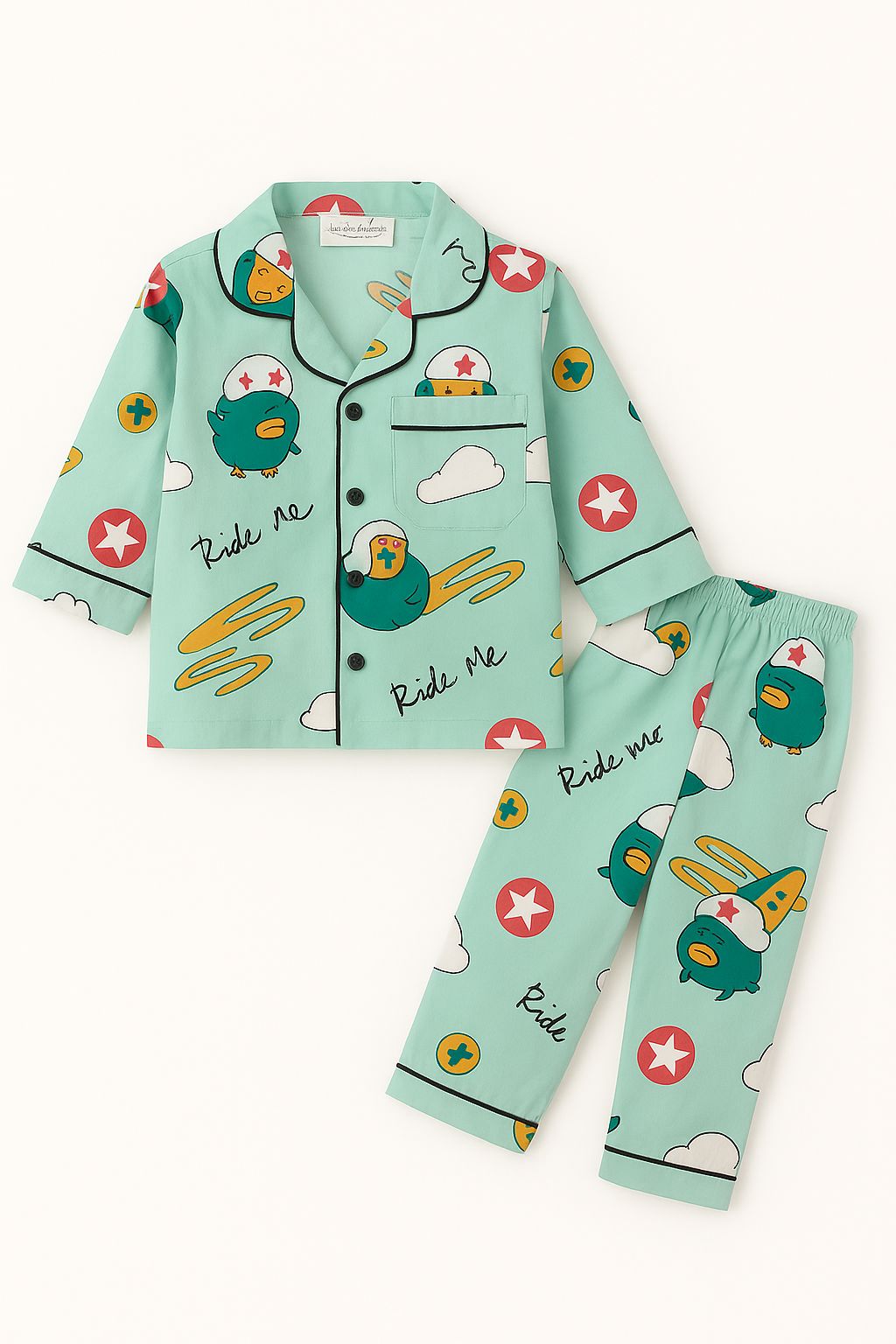Sky Adventure Pajamas – “Ride Me” Cartoon Sleep Set