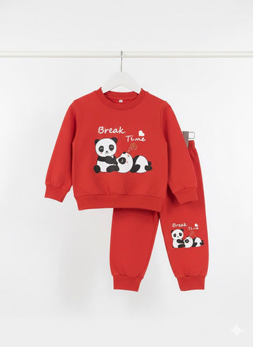 Cozy Red Panda 'Break Time' Kids Sweatshirt & Joggers Set