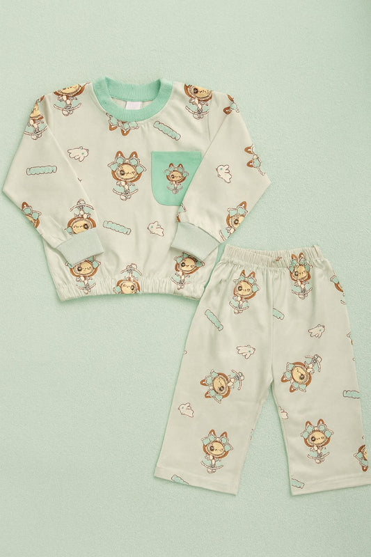 French Terry Girls Suit Lubabo - Sea Green Color