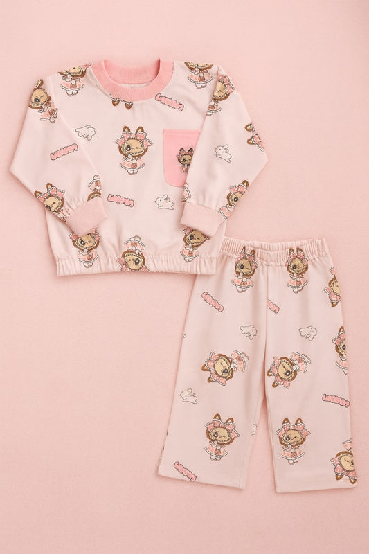 French Terry Girls Suit Lubabo - Pink Color