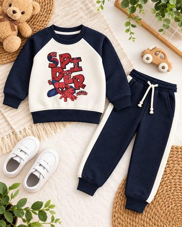 Kids Spider-Man Graphic Fleece Tracksuit – Navy Blue